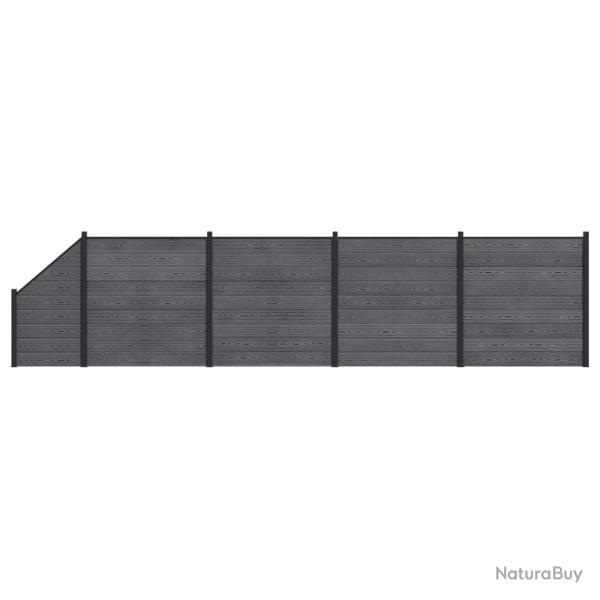 Ensemble de Cl�ture 5 pcs 792 x 186 cm WPC et Aluminium Gris