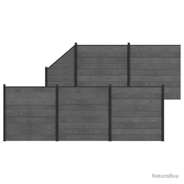 Ensemble de Cl�ture 6 pcs 965 x 186 cm WPC et Aluminium Gris