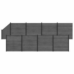 Ensemble de Cl&ocirc;ture 9 pcs 1484 x 186 cm WPC et Aluminium Gris