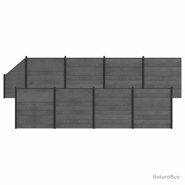 Ensemble de Cl�ture 9 pcs 1484 x 186 cm WPC et Aluminium Gris