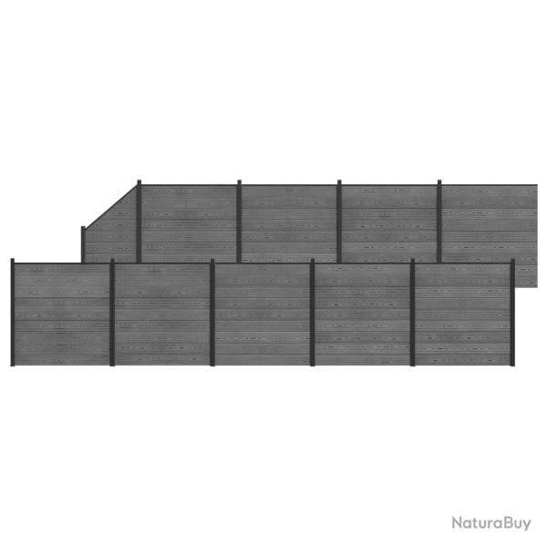Ensemble de Cl�ture 10 pcs 1657 x 186 cm WPC et Aluminium Gris