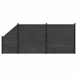 Ensemble de Cl&ocirc;ture 3 pcs 446 x 186 cm WPC et Aluminium Noir