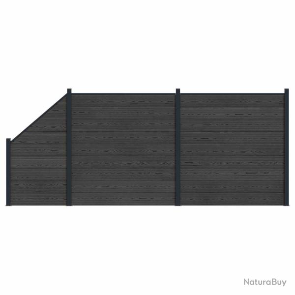 Ensemble de Cl�ture 3 pcs 446 x 186 cm WPC et Aluminium Noir