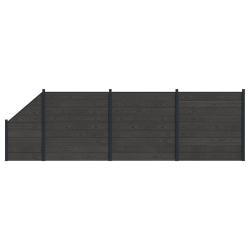 Ensemble de Cl&ocirc;ture 4 pcs 619 x 186 cm WPC et Aluminium Noir