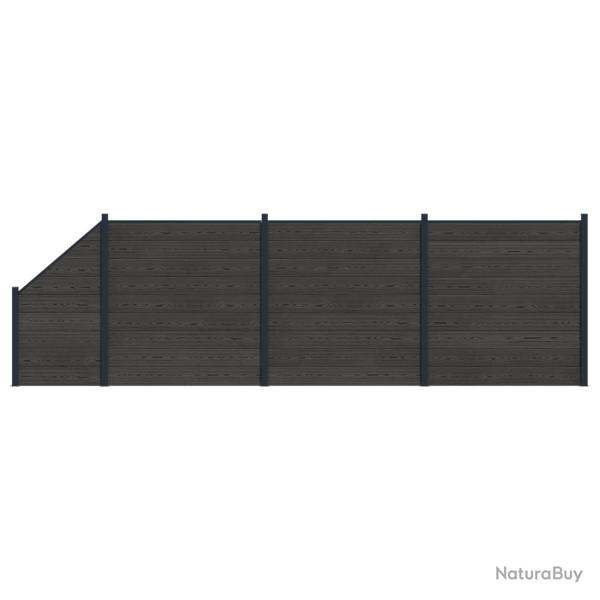 Ensemble de Cl�ture 4 pcs 619 x 186 cm WPC et Aluminium Noir