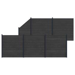 Ensemble de Cl&ocirc;ture 6 pcs 965 x 186 cm WPC et Aluminium Noir