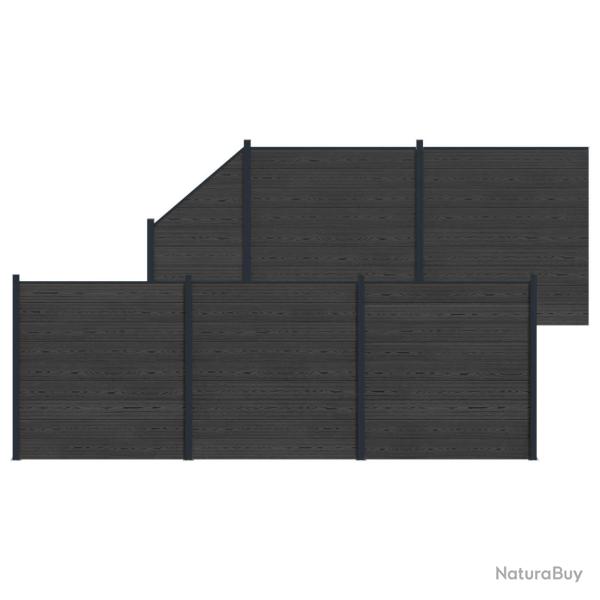 Ensemble de Cl�ture 6 pcs 965 x 186 cm WPC et Aluminium Noir