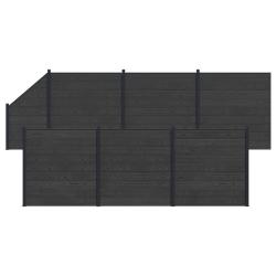 Ensemble de Cl&ocirc;ture 7 pcs 1138 x 186 cm WPC et Aluminium Noir