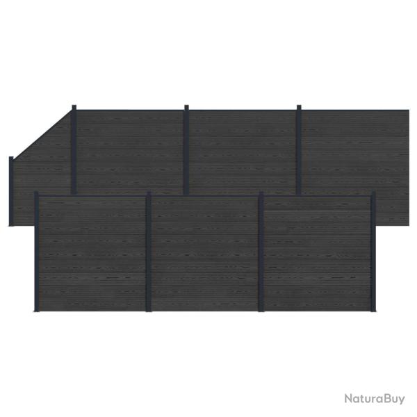 Ensemble de Cl�ture 7 pcs 1138 x 186 cm WPC et Aluminium Noir