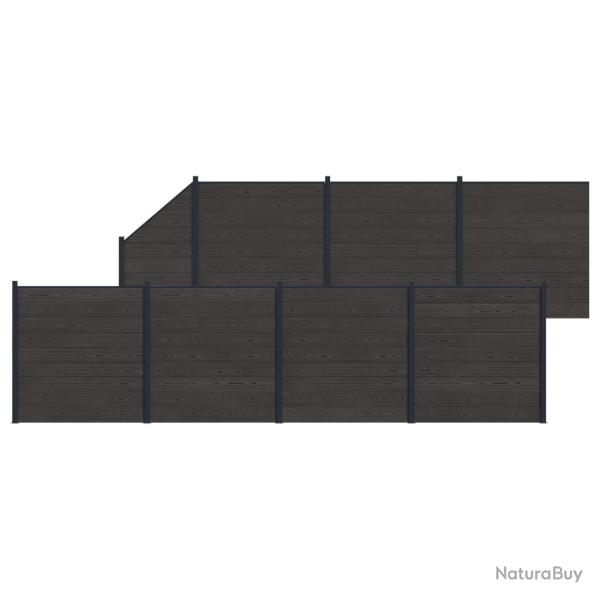 Ensemble de Cl�ture 8 pcs 1311 x 186 cm WPC et Aluminium Noir