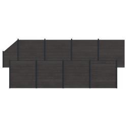 Ensemble de Cl&ocirc;ture 9 pcs 1484 x 186 cm WPC et Aluminium Noir