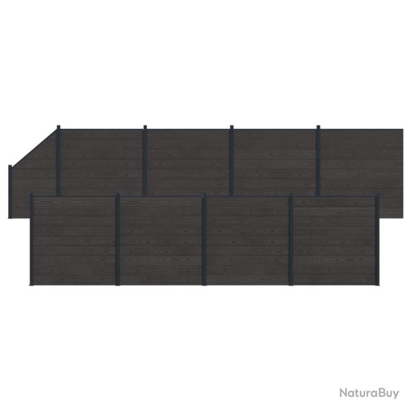 Ensemble de Cl�ture 9 pcs 1484 x 186 cm WPC et Aluminium Noir