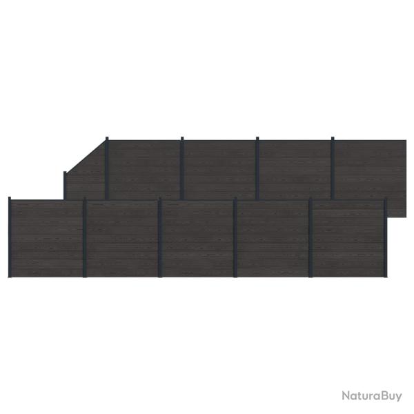 Ensemble de Cl�ture 10 pcs 1657 x 186 cm WPC et Aluminium Noir