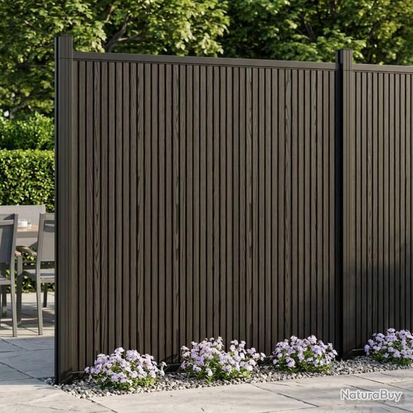 Panneau de cl�ture 5 pcs WPC et Aluminium Noir