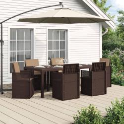 Ensemble de salle &agrave; manger pour 7 pcs Marron et taupe PP