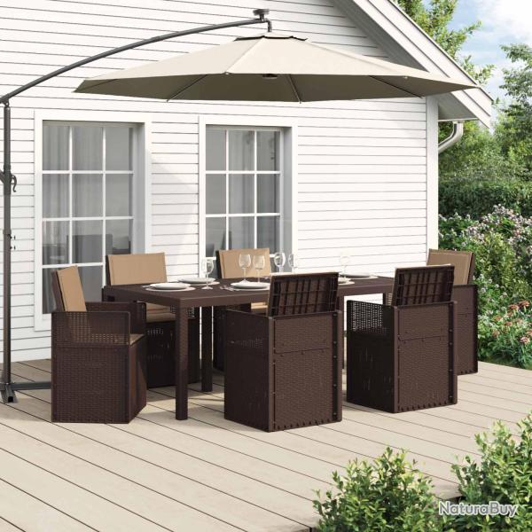 Ensemble de salle � manger pour 7 pcs Marron et taupe PP