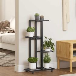 Jardini&egrave;re &agrave; 4 niveaux avec roues 44x23x80 cm Noir Fer