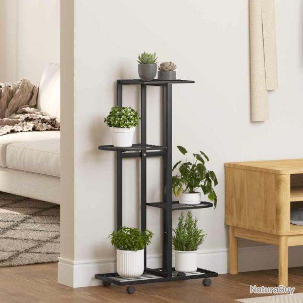 Jardini�re � 4 niveaux avec roues 44x23x80 cm Noir Fer