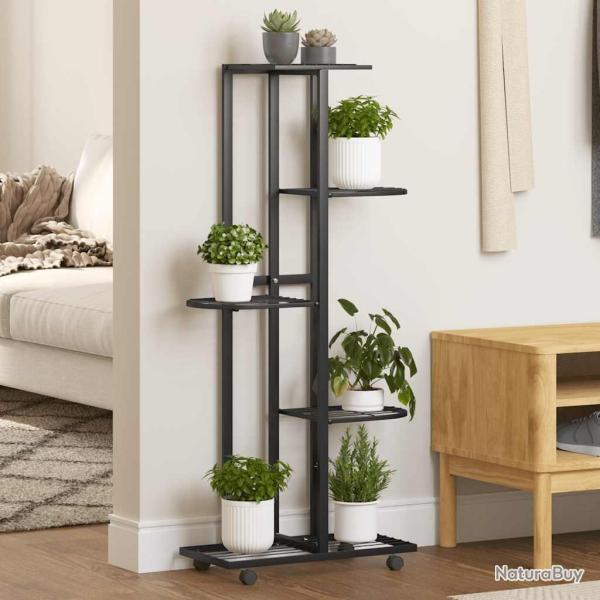 Jardini�re � 5 niveaux avec roues 44x23x100 cm Noir Fer
