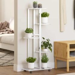 Jardini&egrave;re &agrave; 5 niveaux avec roues 44x23x100 cm Blanc Fer