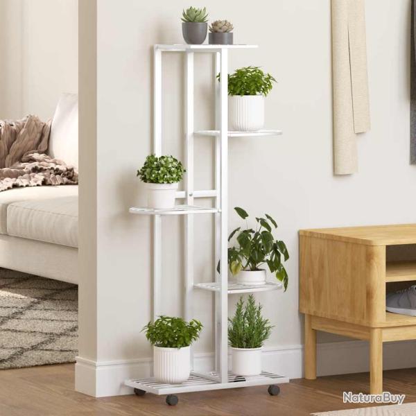 Jardini�re � 5 niveaux avec roues 44x23x100 cm Blanc Fer
