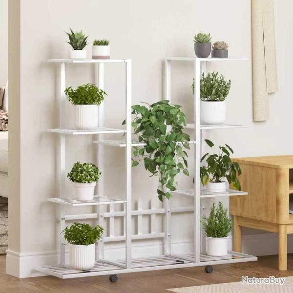 Jardini�re avec roues 94,5x24,5x91,5 cm Blanc Fer