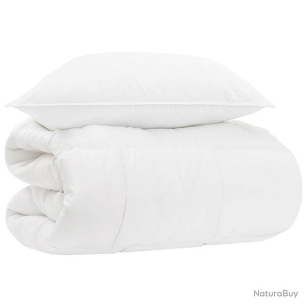 Ensemble de Duvet avec oreiller 2 pcs Blanc Bambou
