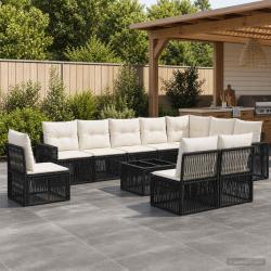 Ensemble de canap&eacute; de 11 pcs Noir et blanc cr&egrave;me