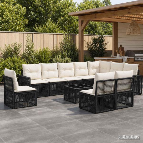 Ensemble de canap� de 11 pcs Noir et blanc cr�me