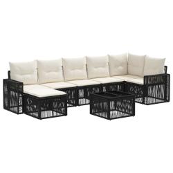 Ensemble de canap&eacute; de 8 pcs Noir et blanc cr&egrave;me