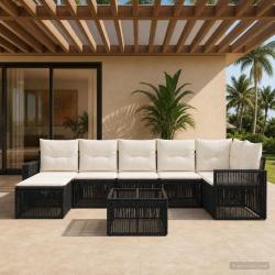 Ensemble de canap&eacute; de 8 pcs Noir et blanc cr&egrave;me