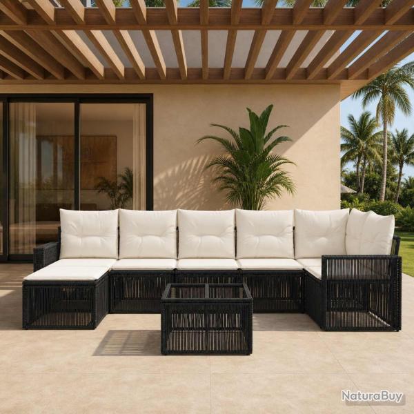 Ensemble de canap� de 8 pcs Noir et blanc cr�me