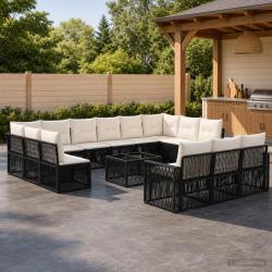 Ensemble de canap&eacute; de 14 pcs Noir et blanc cr&egrave;me