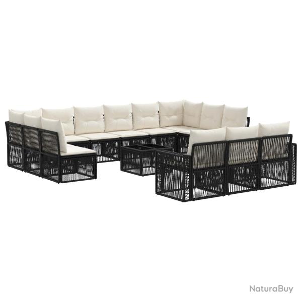 Ensemble de canap� de 14 pcs Noir et blanc cr�me