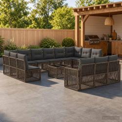 Ensemble de canap&eacute; de 14 pcs Gris et Gris fonc&eacute;