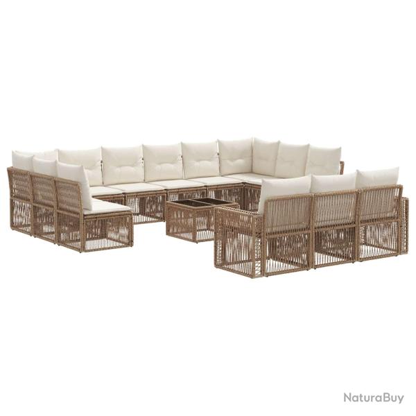 Ensemble de canap� de 14 pcs Beige et blanc cr�me