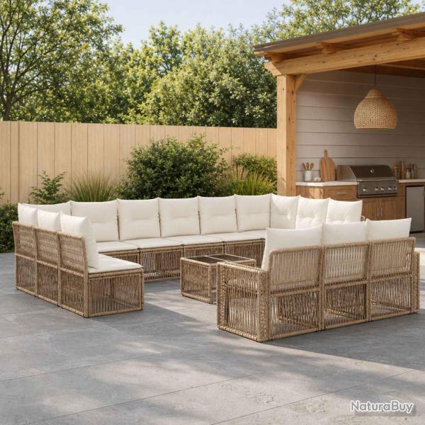 Ensemble de canap� de 14 pcs Beige et blanc cr�me