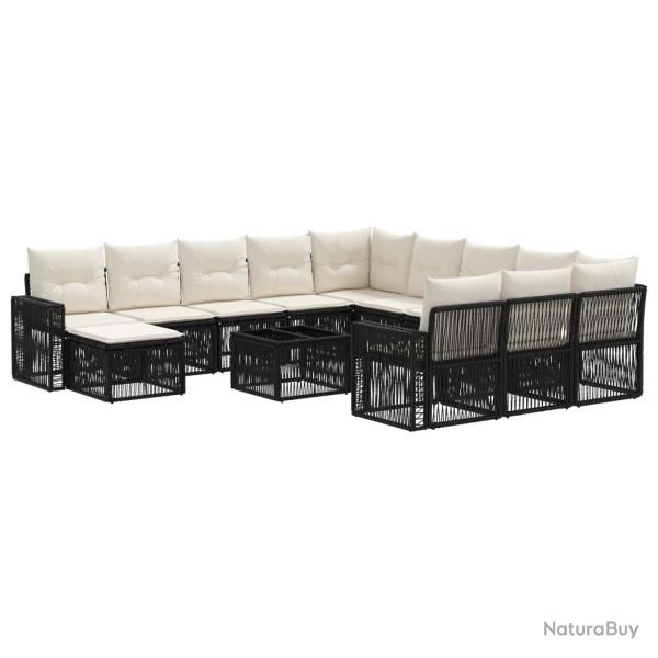 Ensemble de canap� de 13 pcs Noir et blanc cr�me