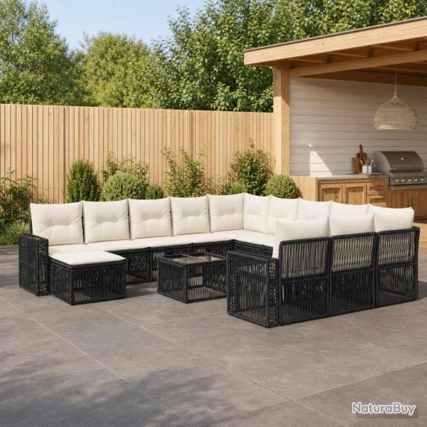 Ensemble de canap� de 13 pcs Noir et blanc cr�me