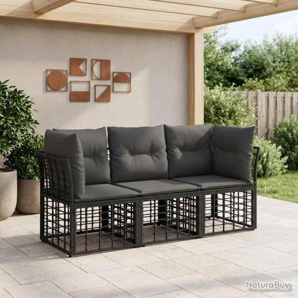 Ensemble de canap�s d'ext�rieur Noir Polyester