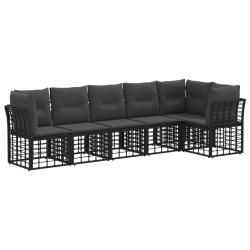 Ensemble de canap&eacute; de 6 pcs Noir polyrotin