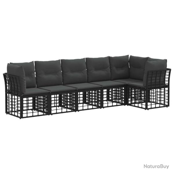 Ensemble de canap� de 6 pcs Noir polyrotin