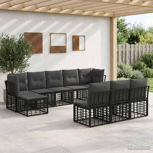 Ensemble de canap�s d'ext�rieur Noir et Gris fonc� Polyester