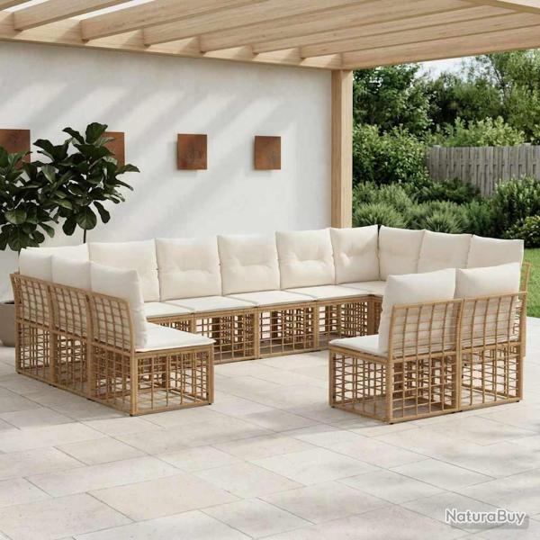 Ensemble de canap�s d'ext�rieur, 12 places, blanc naturel et cr�me