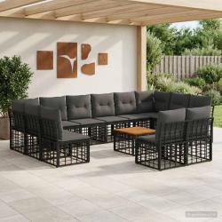Ensemble de canap&eacute;s d'ext&eacute;rieur 13 pcs Noir et Gris fonc&eacute;