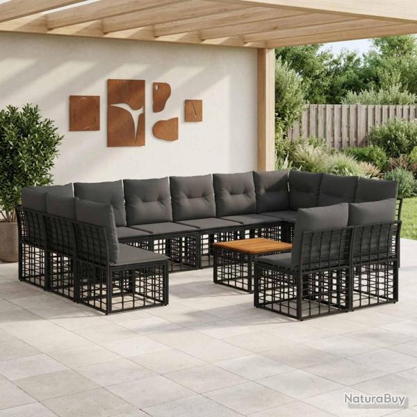 Ensemble de canap�s d'ext�rieur 13 pcs Noir et Gris fonc�
