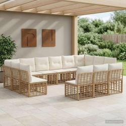 Ensemble de canap&eacute;s d'ext&eacute;rieur, 13 places, blanc naturel et cr&egrave;me, pour la terrasse