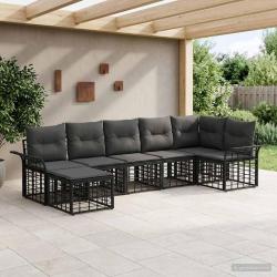 Ensemble de canap&eacute;s d'ext&eacute;rieur 7 pcs Noir et Gris fonc&eacute;