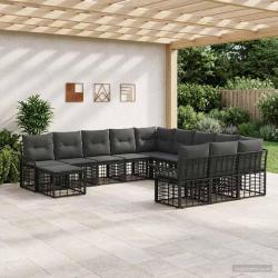 Ensemble de canap&eacute; de 12 pcs Noir et Gris fonc&eacute;