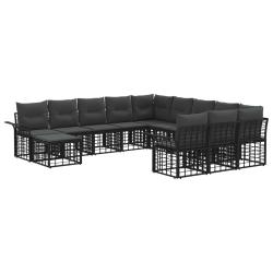 Ensemble de canap&eacute; de 12 pcs Noir et Gris fonc&eacute;